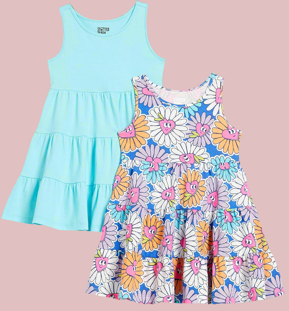 Amazon Essentials Sleeveless Knit Flounced Dresses (formerly Spotted Zebra) Girls and Girls, 2-Pack