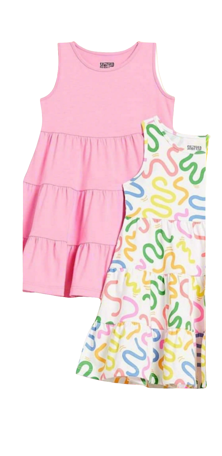Amazon Essentials Sleeveless Knit Flounced Dresses (formerly Spotted Zebra) Girls and Girls, 2-Pack