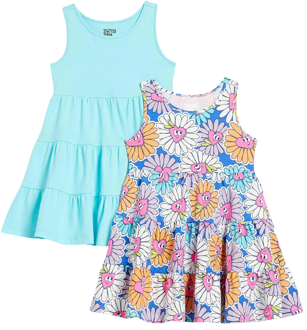 Amazon Essentials Sleeveless Knit Flounced Dresses (formerly Spotted Zebra) Girls and Girls, 2-Pack