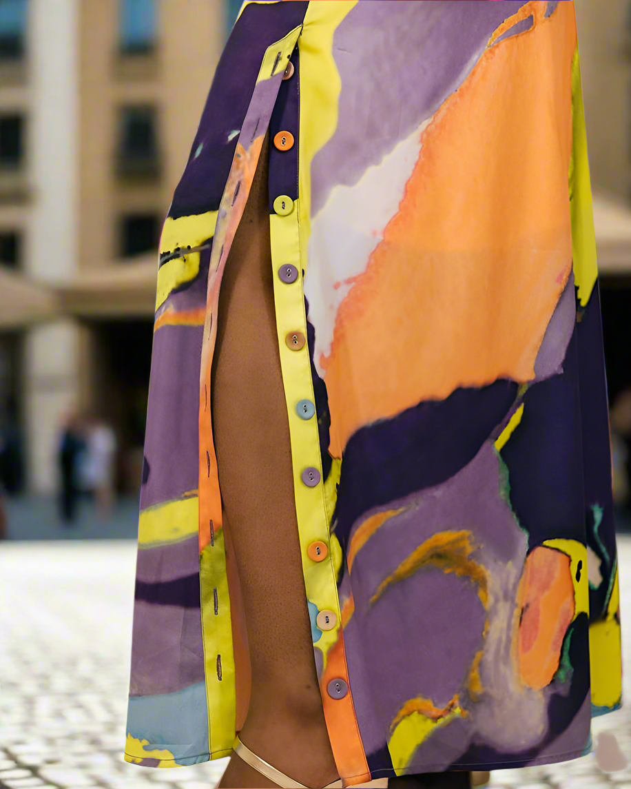 The Drop Women's Abstract Print Button Maxi Dress by @takkunda