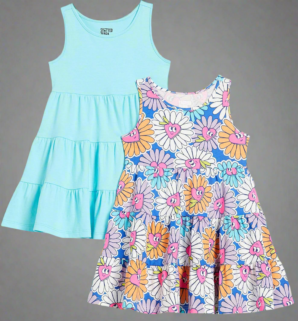 Amazon Essentials Sleeveless Knit Flounced Dresses (formerly Spotted Zebra) Girls and Girls, 2-Pack