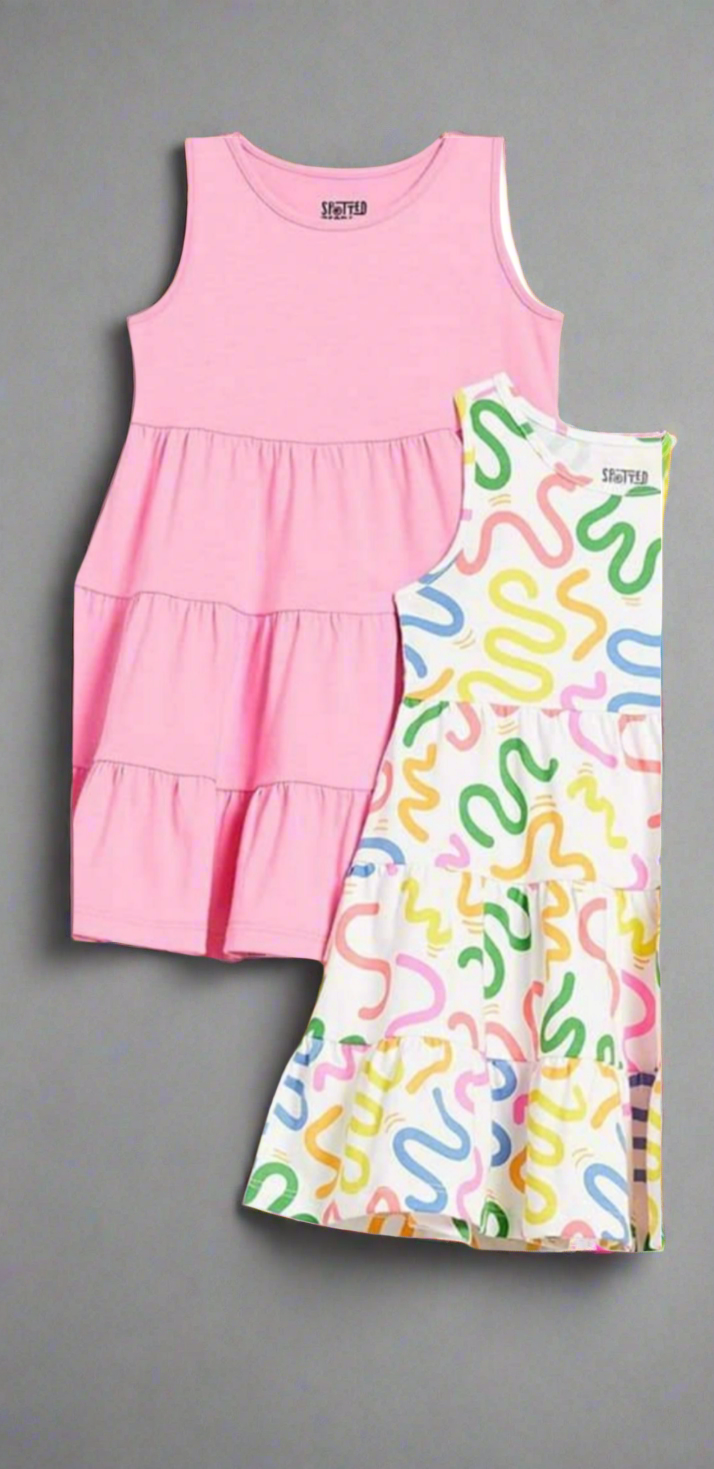 Amazon Essentials Sleeveless Knit Flounced Dresses (formerly Spotted Zebra) Girls and Girls, 2-Pack