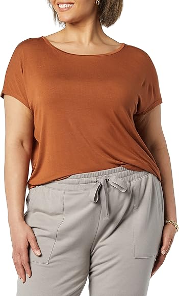 Daily Ritual Damen Women's TopAmazon Essentials Women's Short-Sleeved Boat Neck Standard Fit Jersey T-Shirt (formerly Daily Ritual)