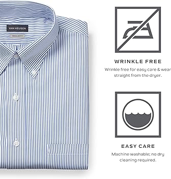 Van Heusen Men's Pinpoint Regular Fit Stripe Button Down Collar Dress Shirt