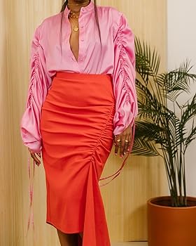 The Drop Women's Molten Lava Ruffled Front Skirt by @Takkunda Skirt