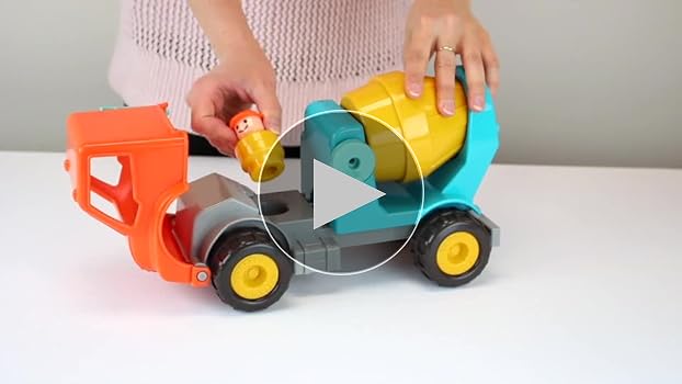 Battat grand camion malaxeur à béton bac à sable avec figurine 31 cm - jouet de sable jouet pour enfants à partir de 18 mois (2 pièces)