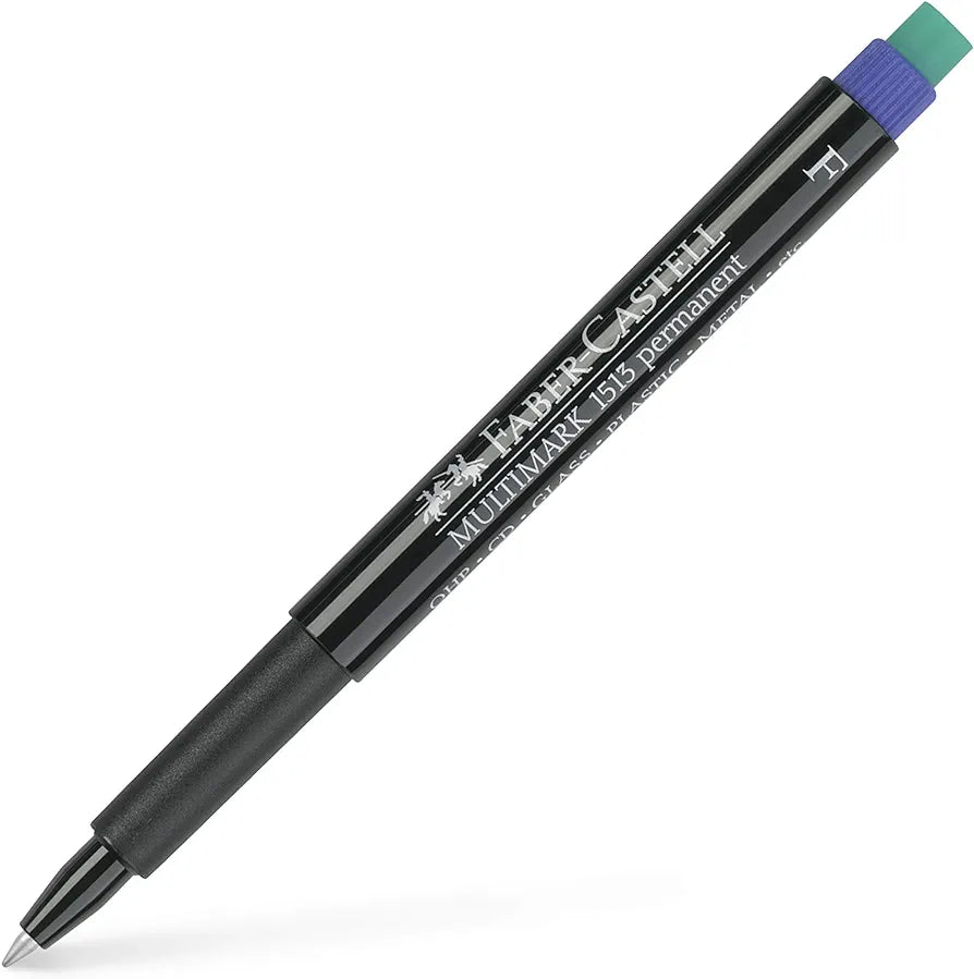 Faber-Castell Multimark Permanent Marker, Fine Point, Blue, Pack of 1