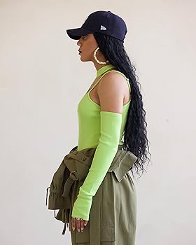 The Women's Drop Bodysuit, Long Sleeve, Open Front, Bright Green, by @thenotoriouskia
