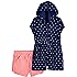 Simple Joys by Carter's Hooded Cover-up And Shorts Swimsuit Cover Up Set, Navy Blue Polka Dots/Pink, 18 Months (Pack of 2) Boy-Girls