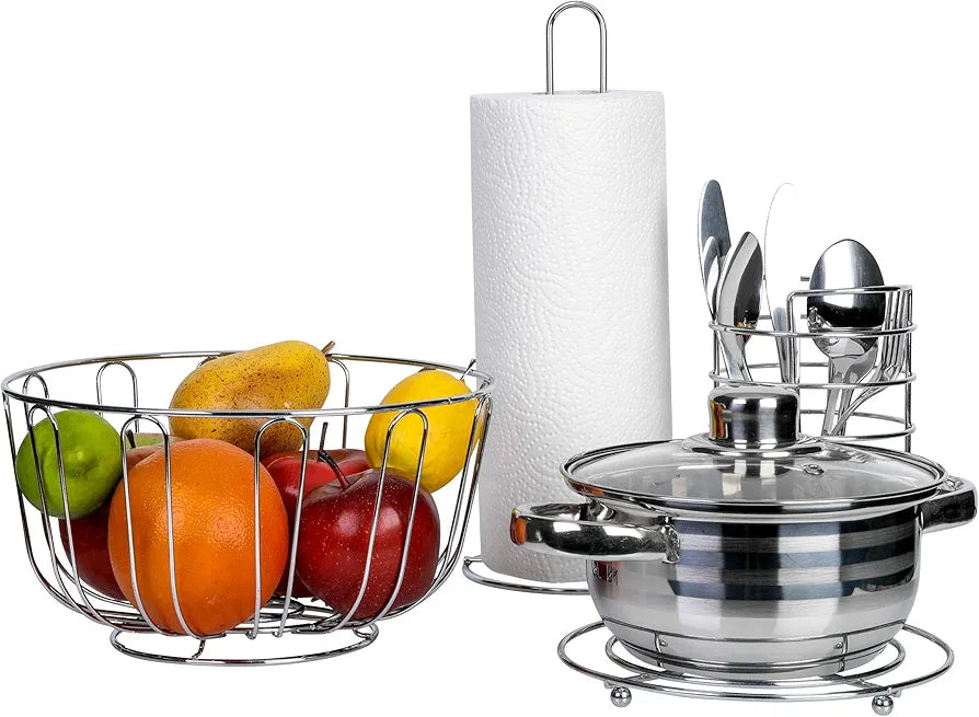 axentia 4-Piece Kitchen Set, Silver, Approx. 13 x 24 x 32 cm