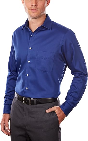 Van Heusen Suit Shirts Regular Fit Lux Sateen Stretch Solid Color Elegant Men