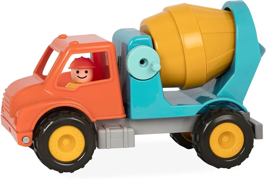 Battat grand camion malaxeur à béton bac à sable avec figurine 31 cm - jouet de sable jouet pour enfants à partir de 18 mois (2 pièces)
