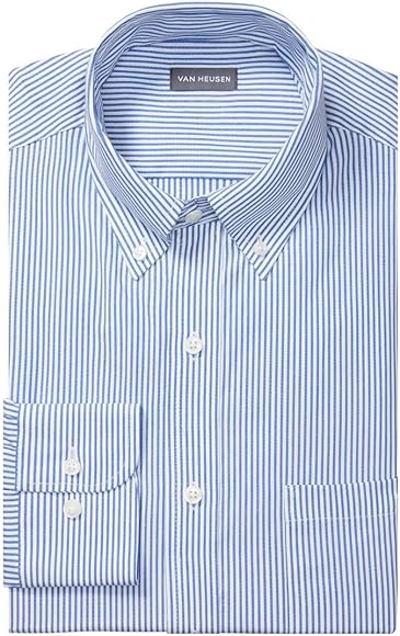 Van Heusen Men's Pinpoint Regular Fit Stripe Button Down Collar Dress Shirt