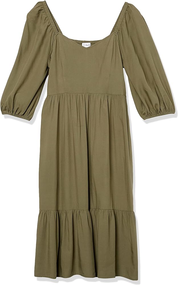 he Drop Lexi Women's Puff Sleeve Sweetheart Neckline Smocked Back Dress