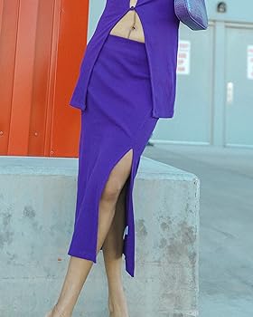 The Drop Heliotrope Women's Front Side Slit Midi Skirt by @navik4ur
