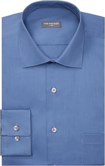 Van Heusen Suit Shirts Regular Fit Lux Sateen Stretch Solid Color Elegant Men
