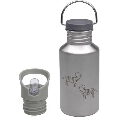 LÄSSIG Children's Stainless Steel Drinking Bottle with Sports Cup 500 ml Leak-Proof/Stainless Steel Safari Giraffe