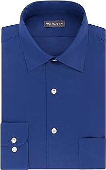 Van Heusen Suit Shirts Regular Fit Lux Sateen Stretch Solid Color Elegant Men