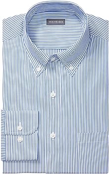 Van Heusen Men's Pinpoint Regular Fit Stripe Button Down Collar Dress Shirt