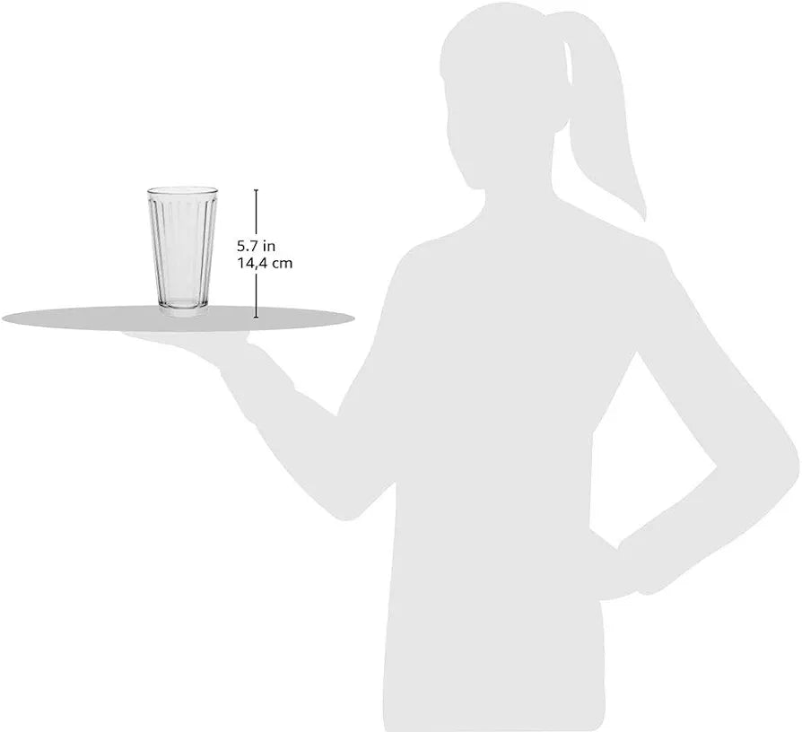 Amazon Commercial Fluted Highball Drinking Glasses, Barware Glass Tumbler, 384 ml, Set of 8