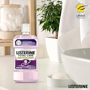Listerine - Total Care Daily Mouthwash Lighter Flavour (500 ml bottle) - 6 benefits in 1 for total oral hygiene - Sweet mint taste for fresh breath