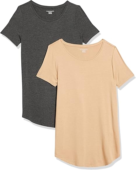 Amazon Essentials Women's Short Sleeve Round Neck Tunic, 2 Pack