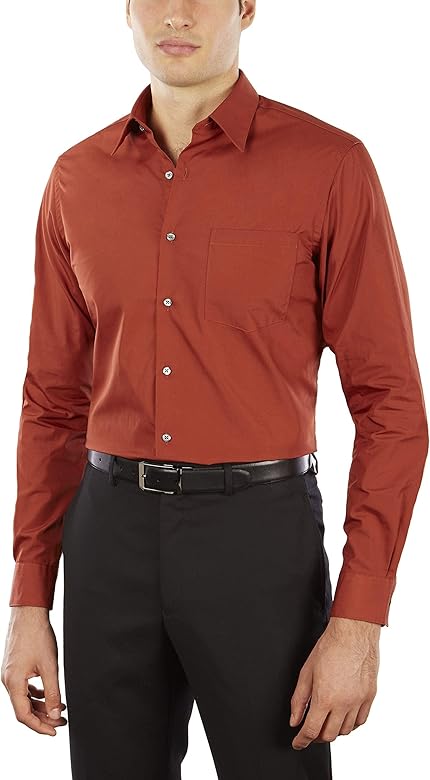 van heusen Men's Suit Bodycon Shirt Solid Poplin Elegant