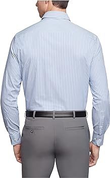 Van Heusen Men's Pinpoint Regular Fit Stripe Button Down Collar Dress Shirt