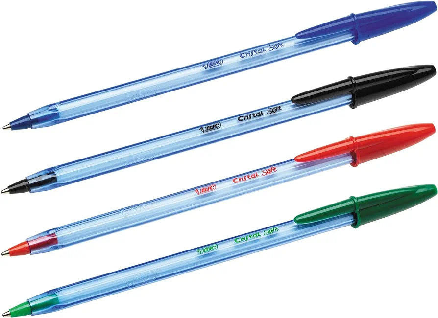 BIC Cristal Soft Stylos-Bille Pointe Moyenne (1,2 mm) - Encres Couleurs Classiques Assorties, Pochette de 10