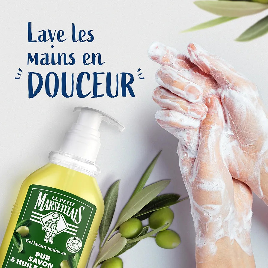 Le Petit Marseillais | Recharge Gel Lavant Mains Pur Savon & Huile d'Olive (berlingot de 250 ml) – Savon liquide avec 92 % d'ingrédients d'origine naturelle – Savons mains au pH neutre pour la peau