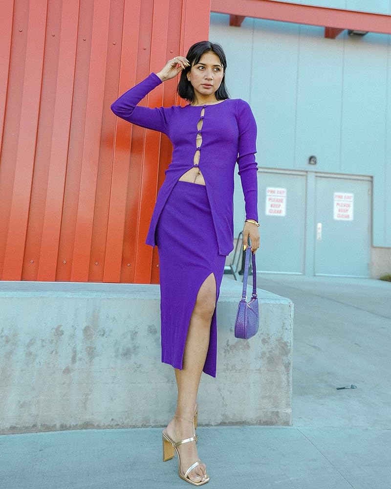 The Drop Heliotrope Women's Front Side Slit Midi Skirt by @navik4ur