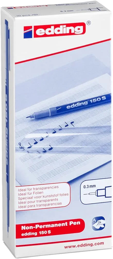 edding 150 S stylo non-permanent - noir - 10 stylos-plume ronde,3 mm -stylo pour écrire sur le verre, le plastique,les feuilles et les surfaces lisses-séchage rapide, peut être corrigé avec de l'eau