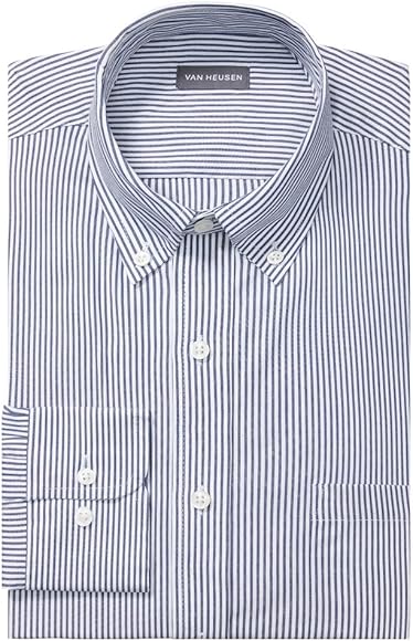 Van Heusen Men's Pinpoint Regular Fit Stripe Button Down Collar Dress Shirt