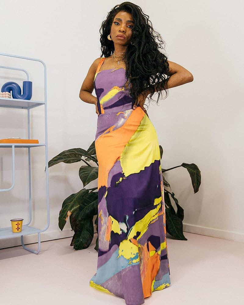 The Drop Women's Abstract Print Button Maxi Dress by @takkunda