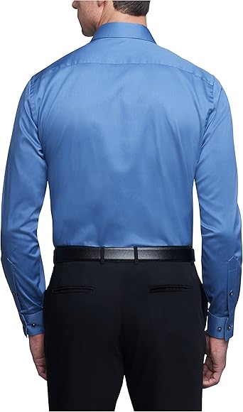 Van Heusen Suit Shirts Regular Fit Lux Sateen Stretch Solid Color Elegant Men