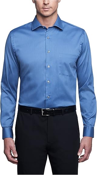 Van Heusen Suit Shirts Regular Fit Lux Sateen Stretch Solid Color Elegant Men
