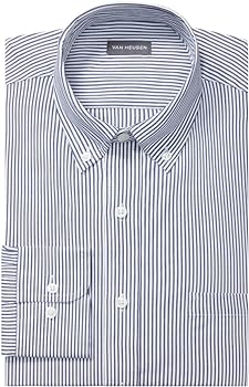 Van Heusen Men's Pinpoint Regular Fit Stripe Button Down Collar Dress Shirt