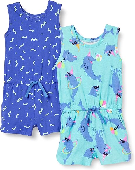 Amazon Essentials Sleeveless Knit Onesies (formerly Spotted Zebra) Girls and Girls, 2-Pack