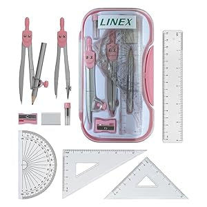 Linex Juego de geometría, juego de matemáticas, rosé,10 piezas