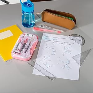 Linex Juego de geometría, juego de matemáticas, rosé,10 piezas