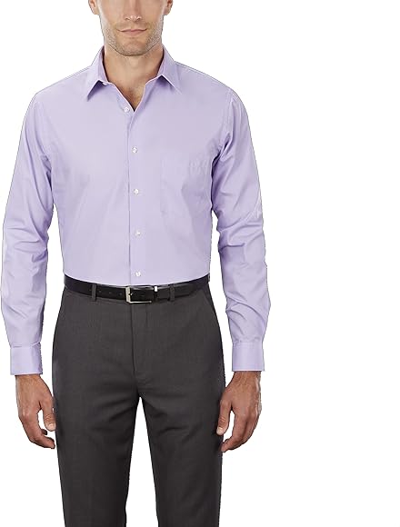 Van Heusen Men's Size Big Dress Shirt Tall Fit Poplin, Lavender, 18.5" Neck 37"-38" Sleeve