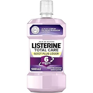 Listerine - Total Care Daily Mouthwash Lighter Flavour (500 ml bottle) - 6 benefits in 1 for total oral hygiene - Sweet mint taste for fresh breath