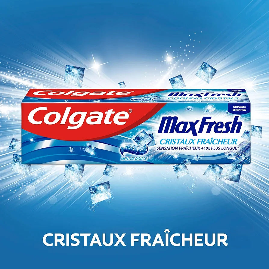 Colgate Max Fresh Cooling Crystals Toothpaste 5 x 75 ml - Effective Teeth Cleaning for Long-Lasting Freshness and a Clean Mouth Feel - Keeps Teeth White and Fights Caries