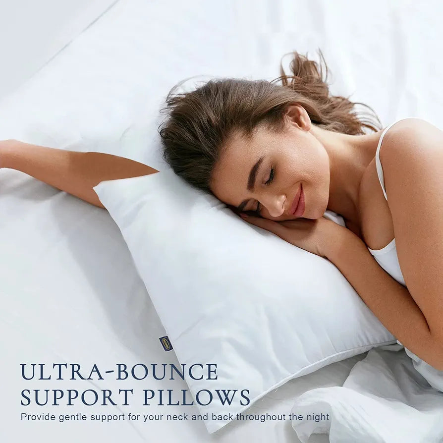 Pillow, Set of 2 Washable Home Pillows with Extra Soft Filling, Breathable Neck Pillow, Sofa Cushion, Standard Hotel Cushion, Sleeping Pillow for Stomach, Back and Side Sleepers (80 x 80 cm)
