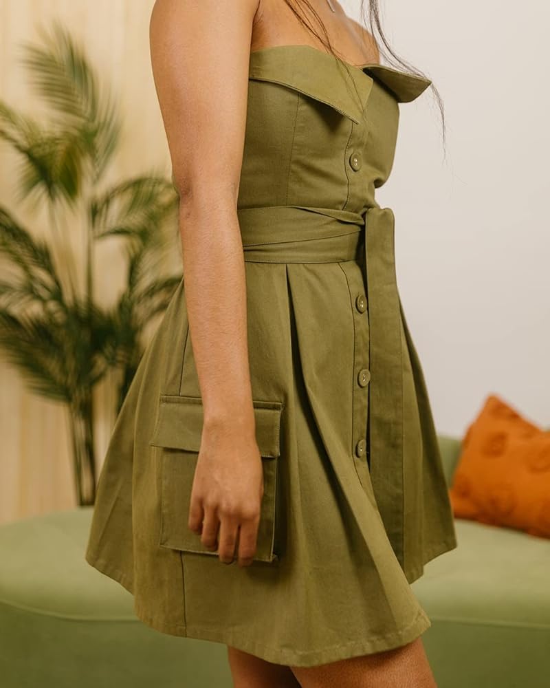 The Drop Martini Olive Women's Strapless A-Line Cargo Mini Dress by @takkunda 4.5 4.5 out of 5 stars