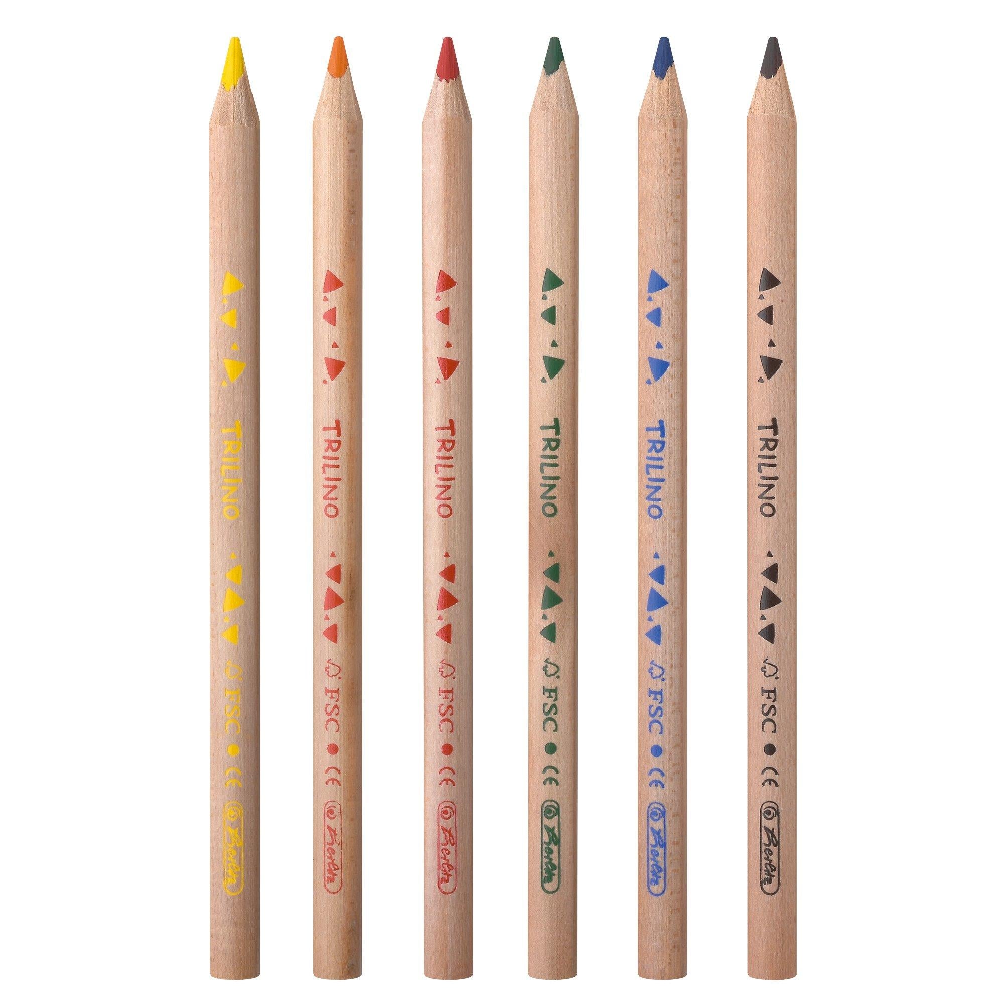 Herlitz 10412062 Pack de 6 crayons de couleur triangulaires Trilino en bois FSC (Import Allemagne)