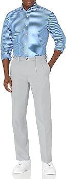 Amazon Essentials Men's Pleated Dress Trousers with Expandable Waist and Classic Fit