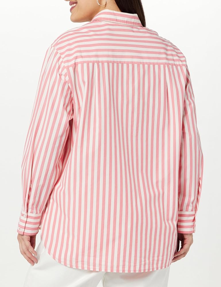 We have multiple variations of this item. Click for details  The Drop Women's Kendra Loose Long Shirt Sunkissed Coral Stripe L