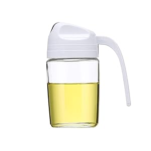 Baomasir Oil Dispenser, Automatic-Flip Olive Oil Glass Bottle, Leak-Proof Spice Container with Automatic Lid