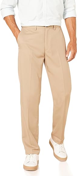 Amazon Essentials Men's Classic Fit Expandable Waist Flapless Dress Trousers